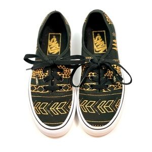 Vans Black and Gold Aztec Print Sneakers